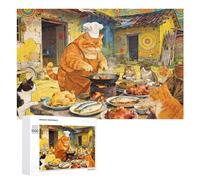 recyclable wooden puzzle sets feast gathering jigsaws cat chef adults puzzle sets-1000 pcs,for everyone meditation hobby for lovers or friends for girls boys