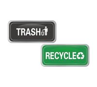 Recycle and Trash Magnets for Kitchen Cans and Recycling Bins,Silver Brushed Trash and Recycle Magnet Combo for Garbage Can Logo Symbol,Outdoor Waste Bin,5.5 Inch (Rectangle)
