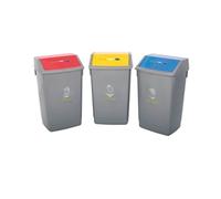 Recycle Bin Kit 3x 60 Litre Bins with Colour Coded Lids Flip Top
