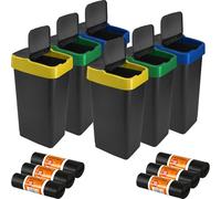 Recycle Bin Push&Up 60 Liter with Bin Bag for Home Kitchen Office Rubbish Trash Bin (6 Bins with 6 Bags)