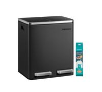 Recycle Bin Trash Can with Inner Classified Bins, Black