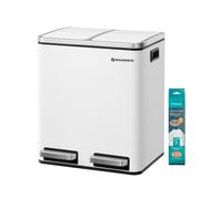 Recycle Bin Trash Can with Inner Classified Bins, Cloud White