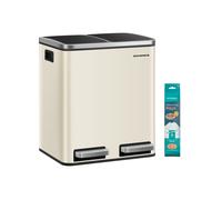 Recycle Bin Trash Can with Inner Classified Bins, Sand Beige + Ink Black
