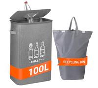 Recycle Bins for Kitchen, 100L Recycling Bin with Quick Drop BIG Slot | 26 gal Large Capacity | Durable 600D Canvas | Removable, Washable Liner | Perfect for Kitchen & Office | Fully Eco-Friendly