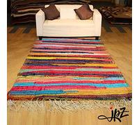 Recycle Handmade Indian 100% Cotton Multi Colored Chindi Rag Rug Kitchen Hall Room Area Floor Runner Rug Mat (60x180)