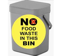 Recycle No Food Waste In This Bin WRAP Safety Circular Sign Self Adhesive Gloss Decal Sticker 210mm x 210mm V3