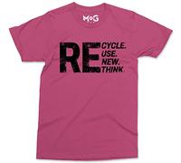 Recycle Reuse Activist T-Shirt - Men - XL - Pink - Earth Day Celebration Cotton T-Shirt - Climate Change Save The Earth Tee - Environmental Support Unisex T-Shirt - Environmentalist Gifts