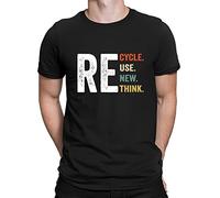 Recycle Reuse Renew Rethink Crisis Environmental Activism Men's T-Shirt Top#DNE Black XL