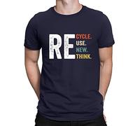Recycle Reuse Renew Rethink Crisis Environmental Activism Men's T-Shirt Top#DNE Navy Blue S