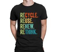 Recycle Reuse Renew Rethink Crisis Environmental Activism Men's T-Shirt Top#DNE2 Black XL
