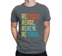 Recycle Reuse Renew Rethink Crisis Environmental Activism Men's T-Shirt Top#DNE2 Charcoal L