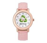 Recycle Symbol Earth Day Women Simplicity Watch with Leather Strap Easy Reader Ladies Wristwatch