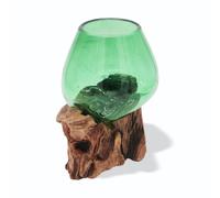 Recycled Beer Bottles - Small Bowl on Wood KDMD Brown One Size