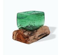 Recycled Beer Bottles - Square Bowl on Wood KDMD Brown One Size