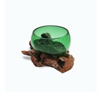 Recycled Beer Bottles - Wide Bowl on Wood KDMD Brown One Size