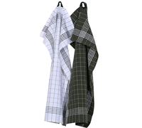 Recycled by Wille - Astrid Kitchen Towel 2-pack 50x70 cm, Olive Green/White - White