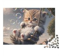 Recycled Cardboard Kitten Swing Bubbles Jigsaw Puzzle 1000Pc for Age 12 Years Kids 1000 Pieces Jigsaw Puzzle Classic Educational Game 70x50cm/1000pcs