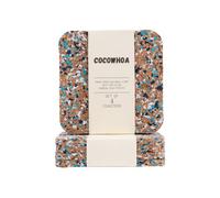 Recycled Drink Coasters, Set of 4, Cork Coasters for Drinks, Made from Recycled Sandals, Colorful Drink Coaster for Desk, Coffee Table, Kitchen, and Bar, BPA Free, Easy to Clean, by Cocowhoa (Blue)
