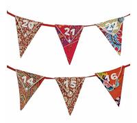 Recycled Fabric Advent Calendar Christmas Bunting | Ethically sourced Reusable Xmas Hanging Decorations | Fill with treats | Made from upcycled 100% cotton | enjoy for many Christmases to come | 3m