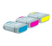Recycled for HP DesignJet 800 42 Inch Ink Cartridges Set Cyan, Magenta, Yellow - Nr.8 / C4911A-C4913A - Inhalt: 3 x 72 ml