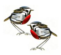 Recycled Fork & Spoon Robin Figurine, Metal Robin Garden Ornament, Garden Ornaments Outdoor, Silver Robins, Weatherproof Yard Patio Decor, for Garden, Patio, or Office Desk (2PC)