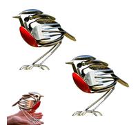 Recycled Fork & Spoon Robin Figurine, Rustic Red Chest Bird Statue, Scrap Metal Art Decor, Handmade Garden Ornament, Weatherproof Yard Patio Decor, Country Cottage Accent, Gift for Bird Lovers (2pc)