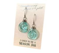 Recycled Glass Spiral Earrings & Boho Swirl Necklace Set - Upcycled Mason Jar Dangles, Handmade Jewelry, Birthday Gift for Women, compatible with