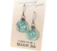 Recycled Glass Spiral Earrings, Upcycled Mason Jar Dangles,Handmade Drop Jewelry,Unique Eco-Friendly Gift For Women, Mom, Sister (Earrings)