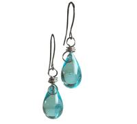 Recycled Glass Spiral Earrings: Upcycled Mason Jar Dangles - Handmade Earring for Women, Teal Glass Earring with Antique Silver Hooks, Lightweight Eco-Friendly Upcycled Mason Jar Jewelry (Earrings-B)