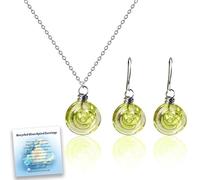Recycled Glass Spiral Earrings: Upcycled Mason Jar Dangles, Recycled Glass Teardrop Earrings, Handmade Spiral Drop Earrings/Necklace, Ocean Beach Jewelry Inspirational Gifts for Women Sister (Yellow)