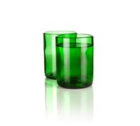 RECYCLED GREEN GLASS WINE BOTTLE TUMBLERS - MADE FROM WINE BOTTLES AND TRANSFORMED IN DEVON BY GLASS REFORM FROM UPCYCLED BOTTLES. ECO FRIENDLY GIFT