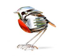 Recycled Metal Robin Statue, Handmade Fork & Spoon Scrap Art Decor, Rustic Red Chest Bird Figurine, Weather Resistant Garden Ornament, Indoor Outdoor Garden Home Ornament for Bird Lovers