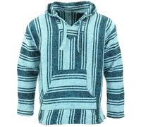 Recycled Mexican Baja Jerga Hoodie Top - Bright Blue
