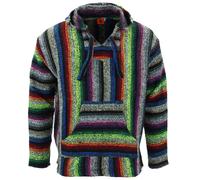 Recycled Mexican Baja Jerga Hoody Drug Rug Pullover Hoodie Neon Rainbow
