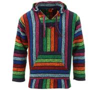 Recycled Mexican Baja Jerga Hoody Drug Rug Pullover Hoodie Rainbow