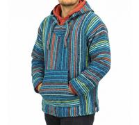 Recycled Mexican Baja Jerga Hoody Sweatshirt Jacket Hooded Warm Hippy Plus Size