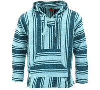Recycled Mexican Baja Jerga Hoody Sweatshirt Jacket Hooded Warm Hippy Plus Size