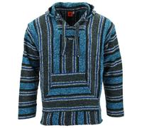 Recycled Mexican Baja Jerga Hoody Sweatshirt Jacket Hooded Warm Hippy Plus Size