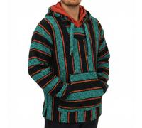 Recycled Mexican Baja Jerga Hoody Sweatshirt Jacket Hooded Warm Hippy Plus Size
