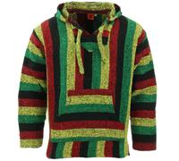 Recycled Mexican Baja Jerga Hoody Sweatshirt Jacket Hooded Warm Hippy Plus Size