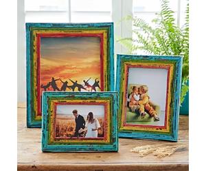 Recycled Newspaper Photo Frame | 6 x 4, 7 x 5 and 10 x 8 Inches | Sustainable Picture Frame | Handmade Colourful Frames | Fair Trade Gifts (Blue/Green/Yellow/Red, To fit a 10x8 Photo)