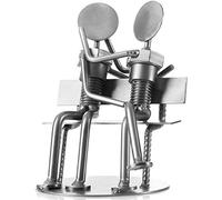 Recycled Nut and Bolt Romantic Sculpture Sweethearts 13 cm / 5'' Tall Iron Gifts for 6th Anniversary Romantic Statue Figurine Made From Recycled Auto Parts Steel Sculpture Present for Him and Her