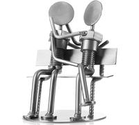 Recycled Nut and Bolt Romantic Sculpture Sweethearts 13 cm / 5'' Tall Iron Gifts for 6th Anniversary Romantic Statue Figurine Made From Recycled Auto Parts Steel Sculpture Present for Him and Her