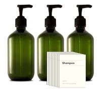 Recycled Plastic Pump Bottle Dispenser 3 x 500ml, Bathroom Bottles With Labels, Empty Refillable Shampoo and Conditioner Dispenser Bottle with Pump for Liquid Hand Soap, Shower Gel, Body Wash, Lotion