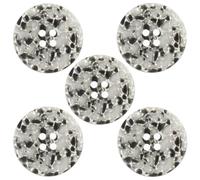 Recycled Plastic Scrap 4 Hole Round Buttons Pack of 5 (Black and White, 25mm)