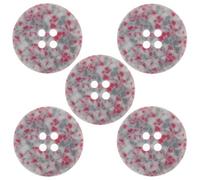 Recycled Plastic Scrap 4 Hole Round Buttons Pack of 5 (Pink, 20mm)
