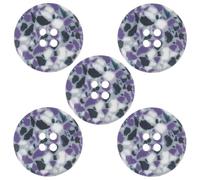 Recycled Plastic Scrap 4 Hole Round Buttons Pack of 5 (Purple, 25mm)