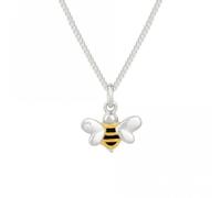 Recycled Silver & Gold Plated Bee Necklace P5110 - Modern Style - Sterling Silver / Enamel / Diamond / Gold Plated
