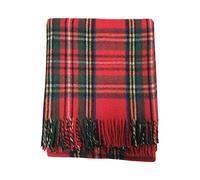 Recycled Wool Modern Tartan design rugs/blanket - Luxury checkered fringed edge Outdoor and Indoor Blanket - Picnic, Travel, gift, house warming, wedding, christmas, winter (Royal Stewart)