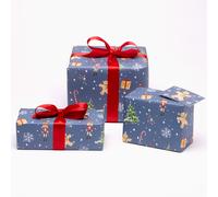 Recycled Wrapping Paper & Tags - Blue Gingerbread Man - Pack of 4